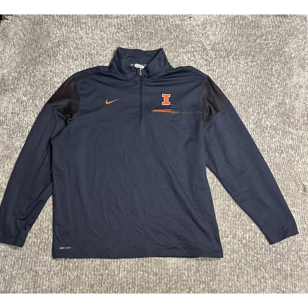 Nike Dry Fit Illinois Fighting Illini 1/4 Pullover Jacket 2XL VT Blu